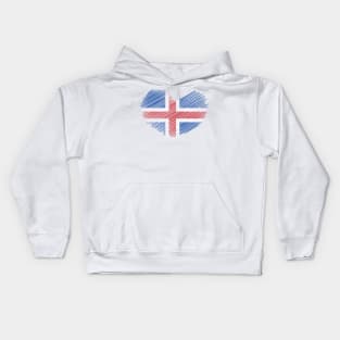 Iceland Heart Flag Design Kids Hoodie